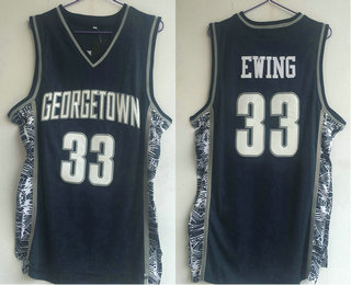 Men's Georgetown Hoyas #33 Patrick Ewing Navy Blue College Basketball Jersey