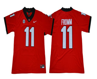 Men's Georgia Bulldogs #11 Jake Fromm Red 2018 College Football Stitched NCAA Jersey