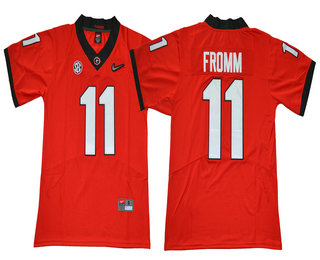 Men's Georgia Bulldogs #11 Jake Fromm Red Diamond Quest Stitched College Football Nike Jersey
