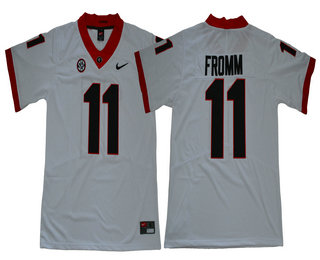 Men's Georgia Bulldogs #11 Jake Fromm White 2018 College Football Stitched NCAA Jersey