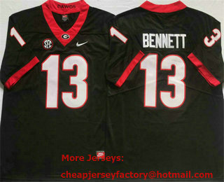 Men's Georgia Bulldogs #13 Stetson Bennett Black 2020 Vapor Untouchable Limited Stitched Nike Jersey