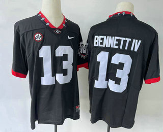 Men's Georgia Bulldogs #13 Stetson Bennett IV Black With Patch 2022 Vapor Limited Stitched Jersey