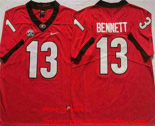 Men's Georgia Bulldogs #13 Stetson Bennett Red 2021 Vapor Untouchable Limited Stitched Nike Jersey