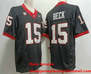 Men's Georgia Bulldogs #15 Carson Beck Grey FUSE College Stitched Jersey