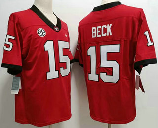 Men's Georgia Bulldogs #15 Carson Beck Red 2022 Vapor Untouchable Limited Stitched Nike Jersey