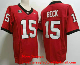 Men's Georgia Bulldogs #15 Carson Beck Red FUSE College Stitched Jersey