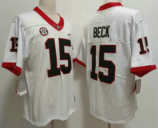 Men's Georgia Bulldogs #15 Carson Beck White 2022 Vapor Untouchable Limited Stitched Nike Jersey