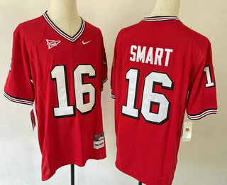Men's Georgia Bulldogs #16 Kirby Smart Red Color Rush College Football Jersey