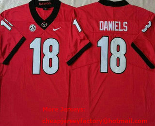 Men's Georgia Bulldogs #18 JT Daniels Red College Football Jersey