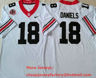 Men's Georgia Bulldogs #18 JT Daniels White Alternate College Football Jersey