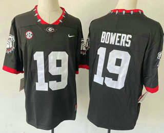 Men's Georgia Bulldogs #19 Brock Bowers Black With Patch 2022 Vapor Limited Stitched Jersey