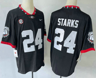 Men's Georgia Bulldogs #24 Malaki Starks Black With Patch 2022 Vapor Limited Stitched Jersey