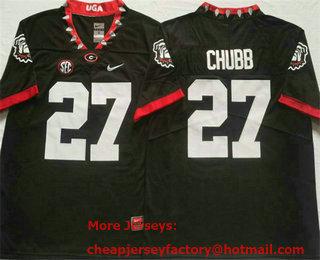 Men's Georgia Bulldogs #27 Nick Chubb Black 100th 2020 Vapor Untouchable Limited Stitched Nike Jersey