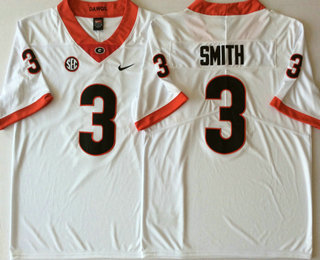 Men's Georgia Bulldogs #3 Roquan Smith White 2018 College Football Stitched NCAA Jersey
