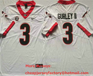 Men's Georgia Bulldogs #3 Todd Gurley II White 2021 Vapor Untouchable Limited Stitched Nike Jersey