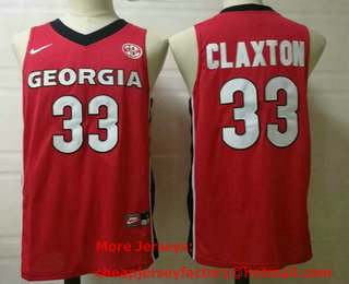 Men's Georgia Bulldogs #33 Nicolas Claxton Red College Basketball Jersey