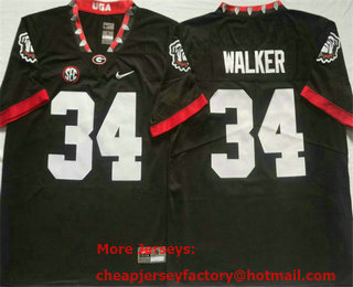 Men's Georgia Bulldogs #34 Herschel Walker Black 100th 2020 Vapor Untouchable Limited Stitched Nike Jersey
