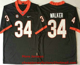 Men's Georgia Bulldogs #34 Herschel Walker Black College Football Jersey