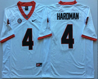 Men's Georgia Bulldogs #4 Mecole Hardman White Limited Stitched College Football Nike NCAA Jersey