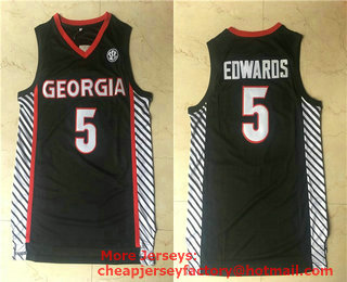 Men's Georgia Bulldogs #5 Anthony Edwards Black College Basketball Swingman Stitched Jersey