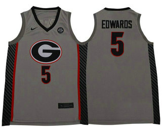 Men's Georgia Bulldogs #5 Anthony Edwards Gray College Basketball Swingman Nike Stitched Jersey