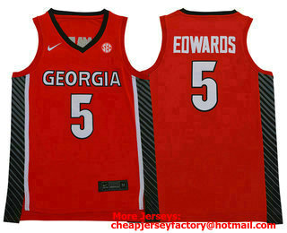 Men's Georgia Bulldogs #5 Anthony Edwards Red College Basketball Swingman Nike Stitched Jersey