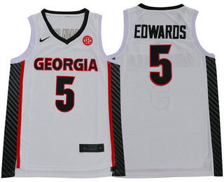 Men's Georgia Bulldogs #5 Anthony Edwards White College Basketball Swingman Nike Stitched Jersey