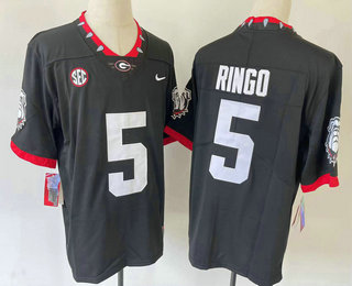 Men's Georgia Bulldogs #5 Kelee Ringo Black With Patch 2022 Vapor Limited Stitched Jersey
