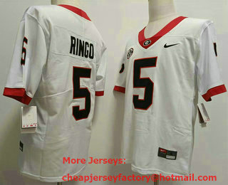 Men's Georgia Bulldogs #5 Kelee Ringo White 2021 Vapor Untouchable Limited Stitched Nike Jersey