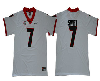 Men's Georgia Bulldogs #7 D'Andre Swift White 2018 College Football Stitched NCAA Jersey