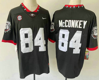 Men's Georgia Bulldogs #84 Ladd McConkey Black With Patch 2022 Vapor Limited Stitched Jersey