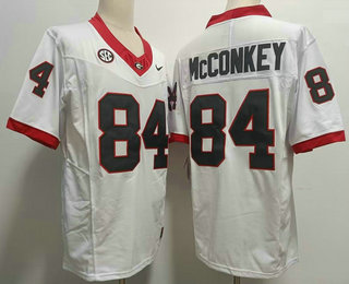 Men's Georgia Bulldogs #84 Ladd McConkey White FUSE College Stitched Jersey