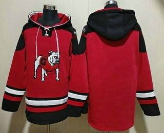 Men's Georgia Bulldogs Blank Red Ageless Must Have Lace Up Pullover Hoodie