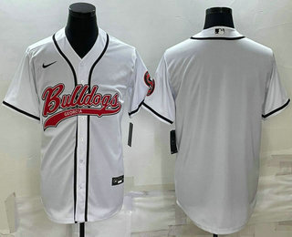 Men's Georgia Bulldogs Blank White With Patch Cool Base Stitched Baseball Jersey