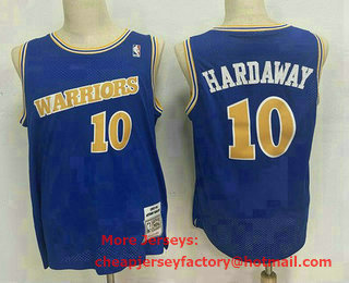 Men's Golden State Warriors #10 Tim Hardaway Blue 1990-92 Hardwood Classics Mesh Jersey