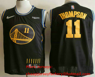 Men's Golden State Warriors #11 Klay Thompson Black Diamond 2022 City Edition Swingman Stitched Jersey With Sponsor Logo