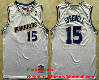 Men's Golden State Warriors #15 Latrell Sprewell White 1992-93 Throwback Swingman Jersey