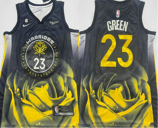 Men's Golden State Warriors #23 Draymond Green 2022 Black City Edition With 6 Patch Stitched Jersey With Sponsor