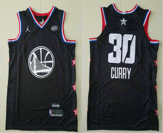 Men's Golden State Warriors #30 Stephen Curry  Jordan Brand Player Black 2019 All-Star Game Swingman Jersey With The Sponsor Logo