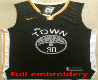Men's Golden State Warriors #30 Stephen Curry Black 2017-2018 Nike Swingman ALL Stitched NBA Jersey