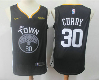 Men's Golden State Warriors #30 Stephen Curry Black 2019 Nike Swingman NEW Rakuten Logo Stitched NBA Jersey