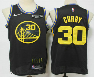 Men's Golden State Warriors #30 Stephen Curry Black 2022 Nike City Edition Stitched Swingman Jersey With Sponsor
