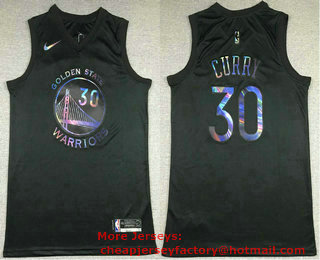 Men's Golden State Warriors #30 Stephen Curry Black Iridescent 2021 Nike Swingman Stitched Jersey