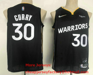 Men's Golden State Warriors #30 Stephen Curry Black MVP 75th Anniversary Diamond Swingman Jersey