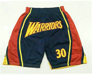 Men's Golden State Warriors #30 Stephen Curry Black Swingman Shorts 002