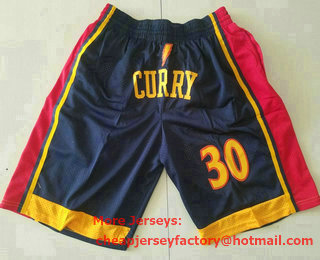 Men's Golden State Warriors #30 Stephen Curry Black Swingman Shorts 002
