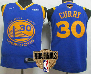 Men's Golden State Warriors #30 Stephen Curry Blue 2019 NBA Finals Patch Nike Player Edition Stitched NBA Jersey