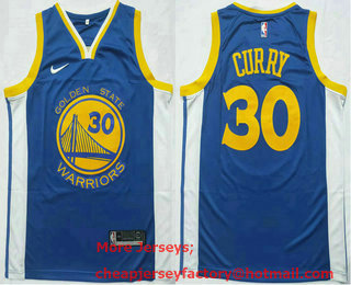 Men's Golden State Warriors #30 Stephen Curry Blue 2020 Nike Swingman Stitched NBA Jersey