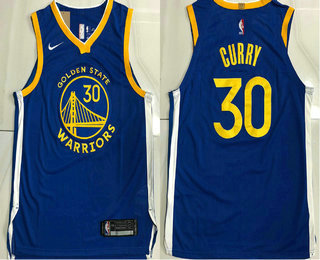 Men's Golden State Warriors #30 Stephen Curry Blue 2021 Stitched AU Jersey TOP