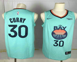 Men's Golden State Warriors #30 Stephen Curry Green 2020 Nike Swingman NEW Rakuten Logo Stitched NBA Jersey